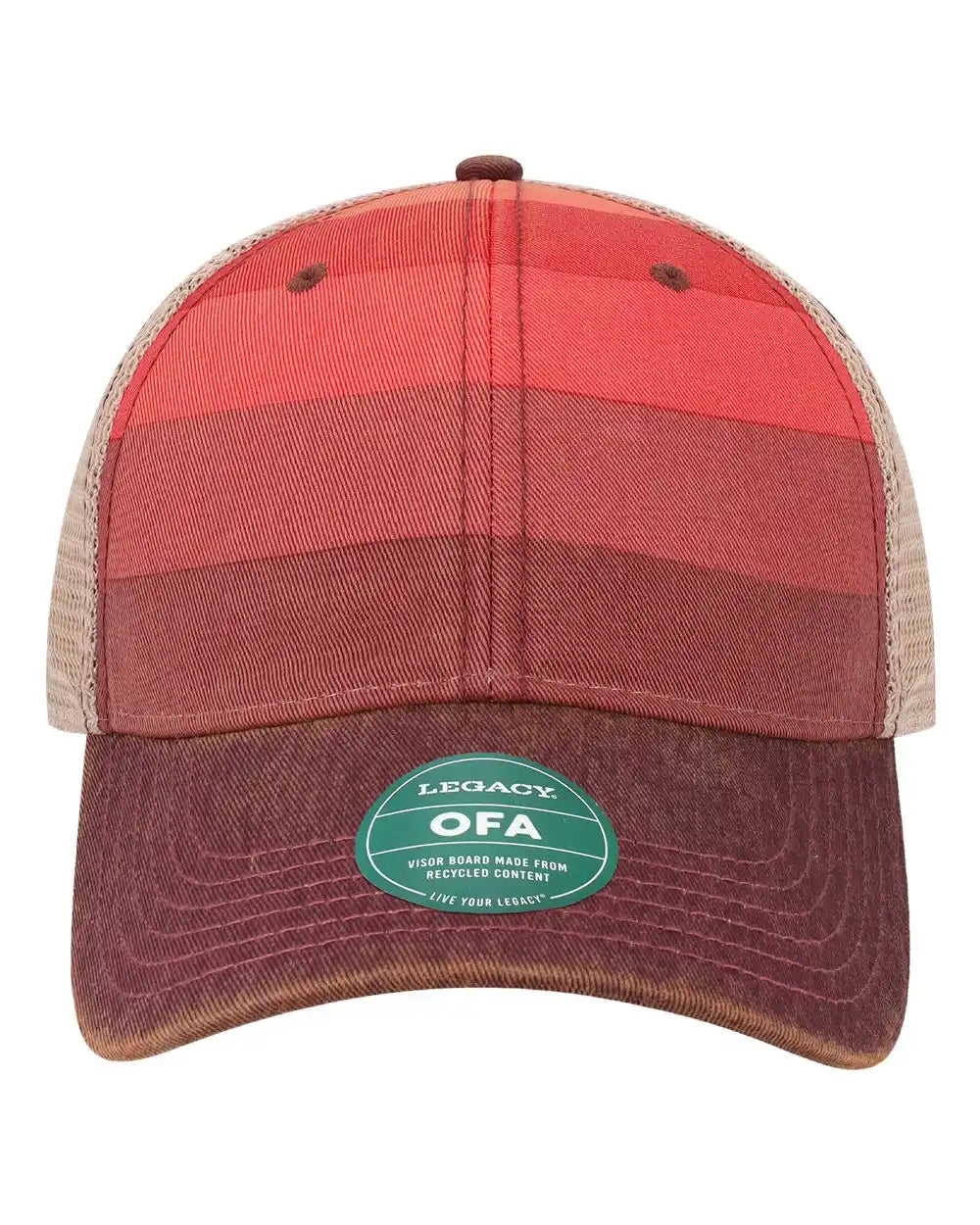 Legacy Ofa Old Favorite Trucker Cap - Red Stripe Khaki - Stripe/ / Adjustable