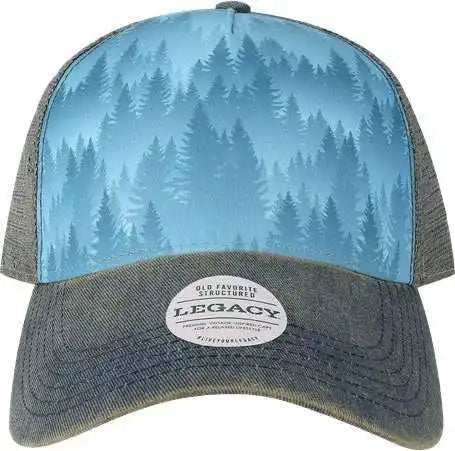Legacy Ofafp Old Favorite Five-panel Trucker Cap - Blue Pines - Dark Gray / one Size Fits Most