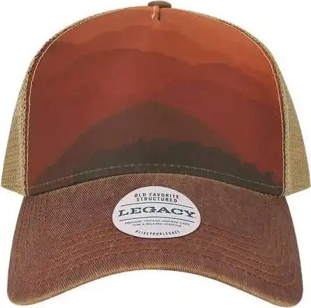 Legacy Ofafp Old Favorite Five-panel Trucker Cap - Mt Sunset Maroon Khaki - Cardinal / Adjustable