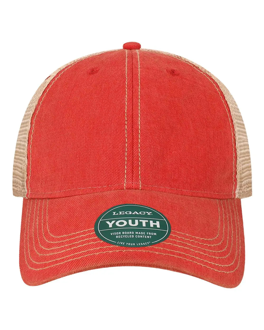 Legacy Ofay Youth Old Favorite Trucker Cap - Scarlet Red Khaki