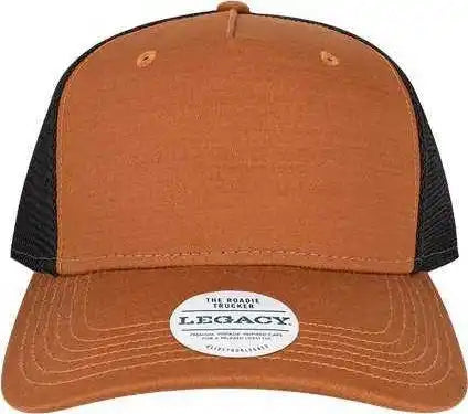 Legacy Roadie Five-panel Trucker Cap - Copper Slub Black - Tan / Adjustable