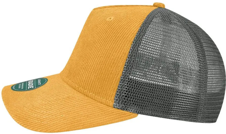 Legacy Roadie Five-panel Trucker Cap - Mustard Corduroy Dark Grey - Orange Gray / one Size Fits Most