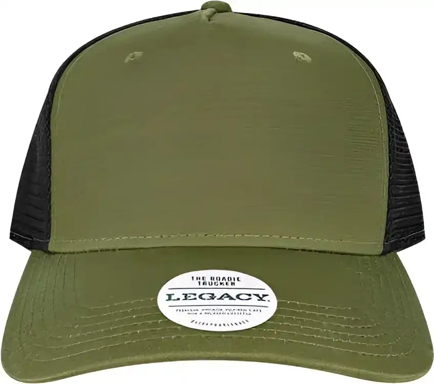 Legacy Roadie Five Panel Trucker Cap Olive Slub Black / Adjustable
