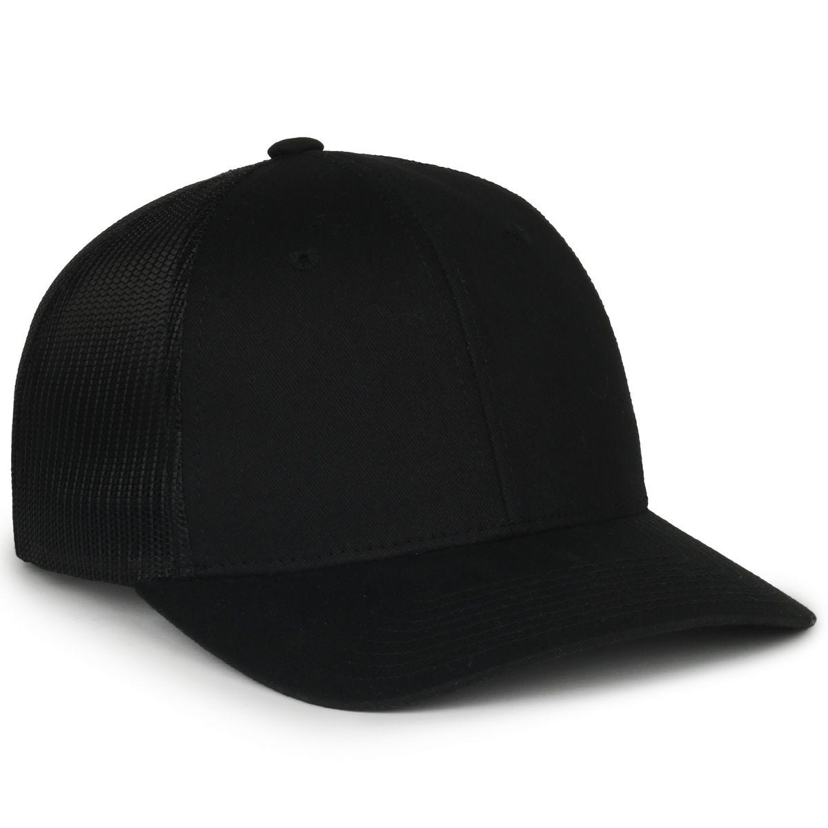 Legendary Headwear LEGEND-91 Structured Mesh Back Trucker Cap - Black/Black