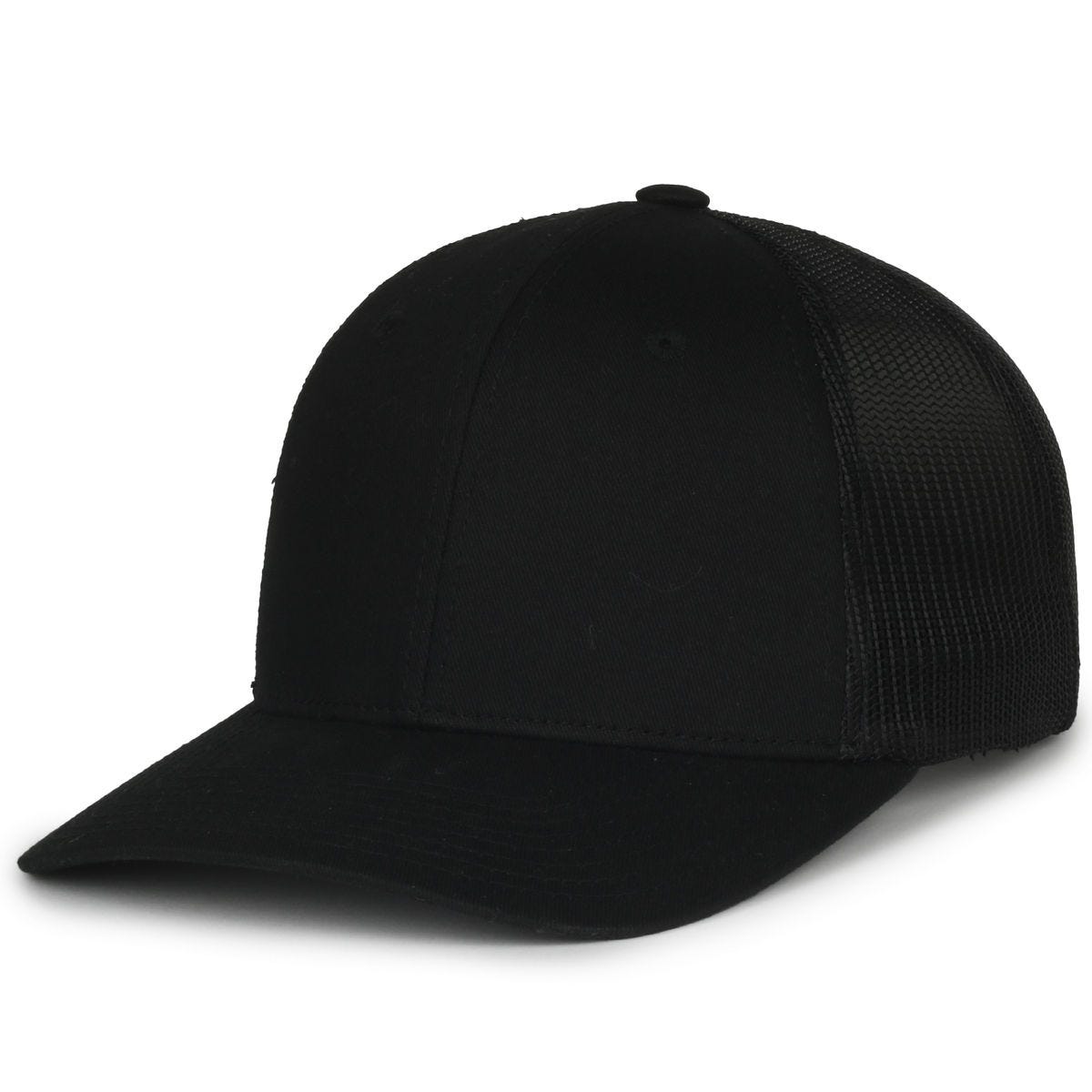 Legendary Headwear LEGEND-91 Structured Mesh Back Trucker Cap - Black/Black
