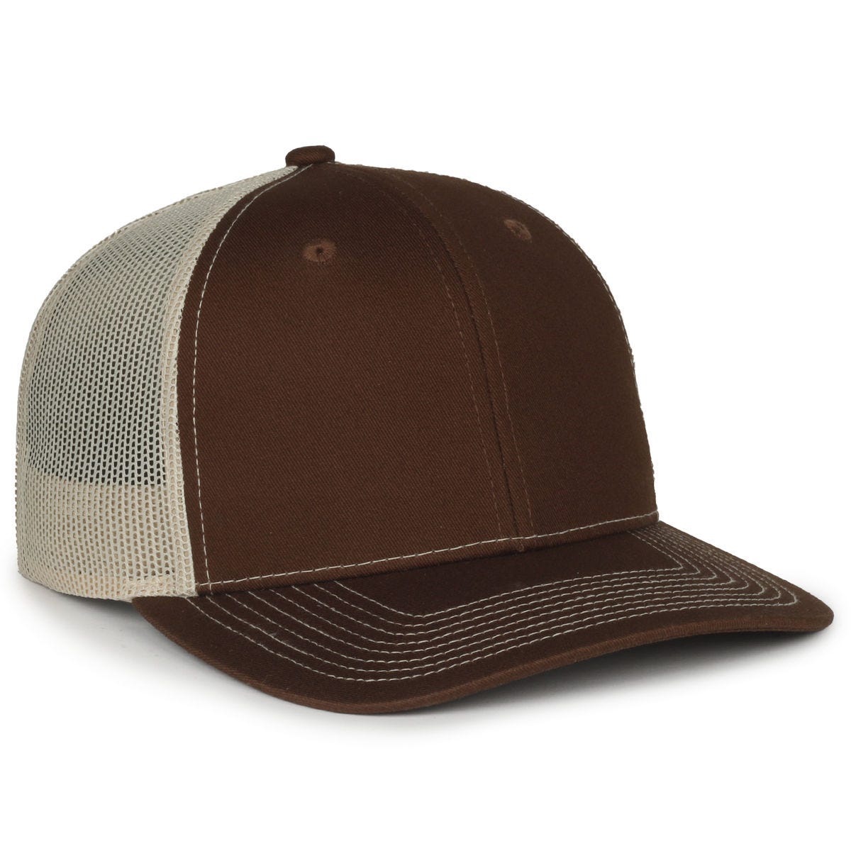 Legendary Headwear LEGEND-91 Structured Mesh Back Trucker Cap - Brown/Khaki
