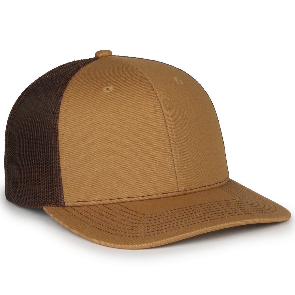 Legendary Headwear LEGEND-91 Structured Mesh Back Trucker Cap - Old Gold/Brown