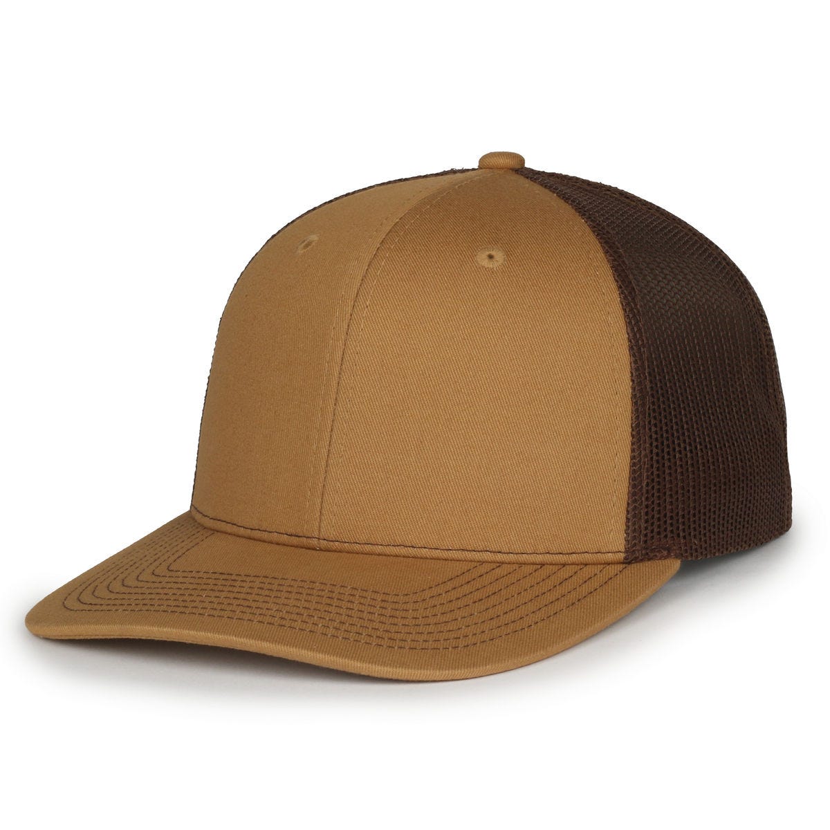 Legendary Headwear LEGEND-91 Structured Mesh Back Trucker Cap - Old Gold/Brown