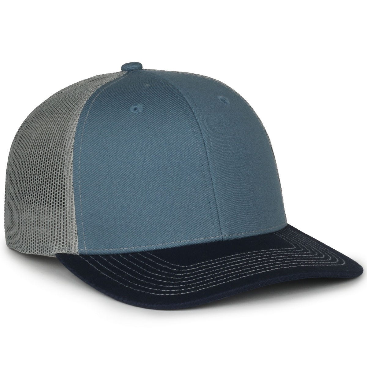 Legendary Headwear LEGEND-91 Structured Mesh Back Trucker Cap - Slate Blue/Grey/Navy