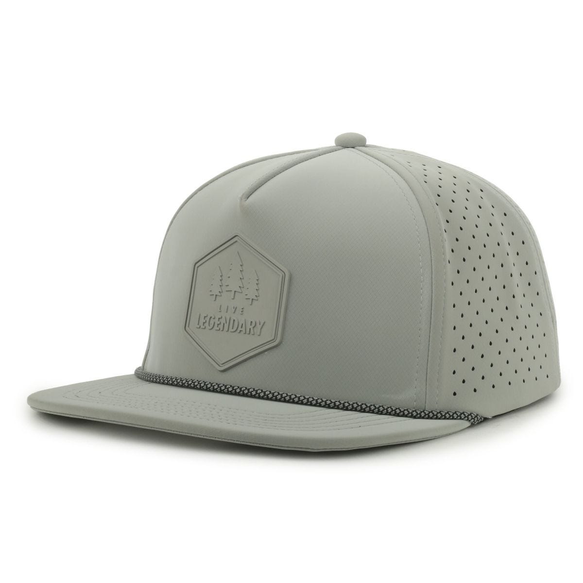 Legendary Headwear Altura Grove Perforated Flat Visor Snapback Cap with Patch - Gray Patch/gray