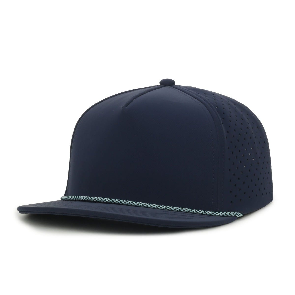 Legendary Headwear Altura Perforated Flat Visor Snapback Cap - Navy/light Blue Black Cord