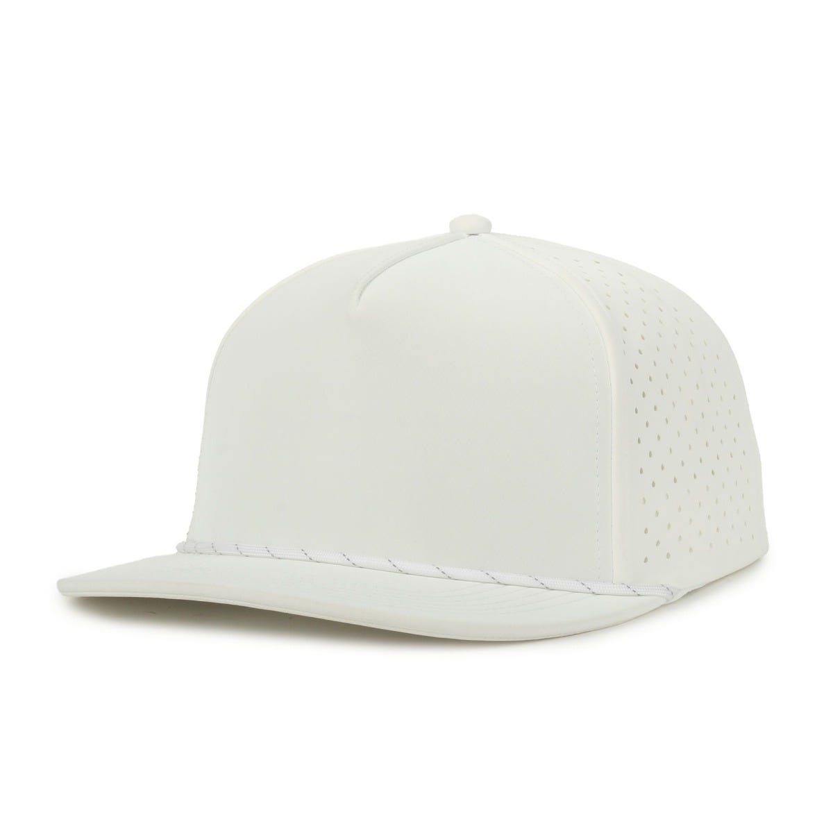 Legendary Headwear Altura Perforated Flat Visor Snapback Cap - White/white Light Grey Cord