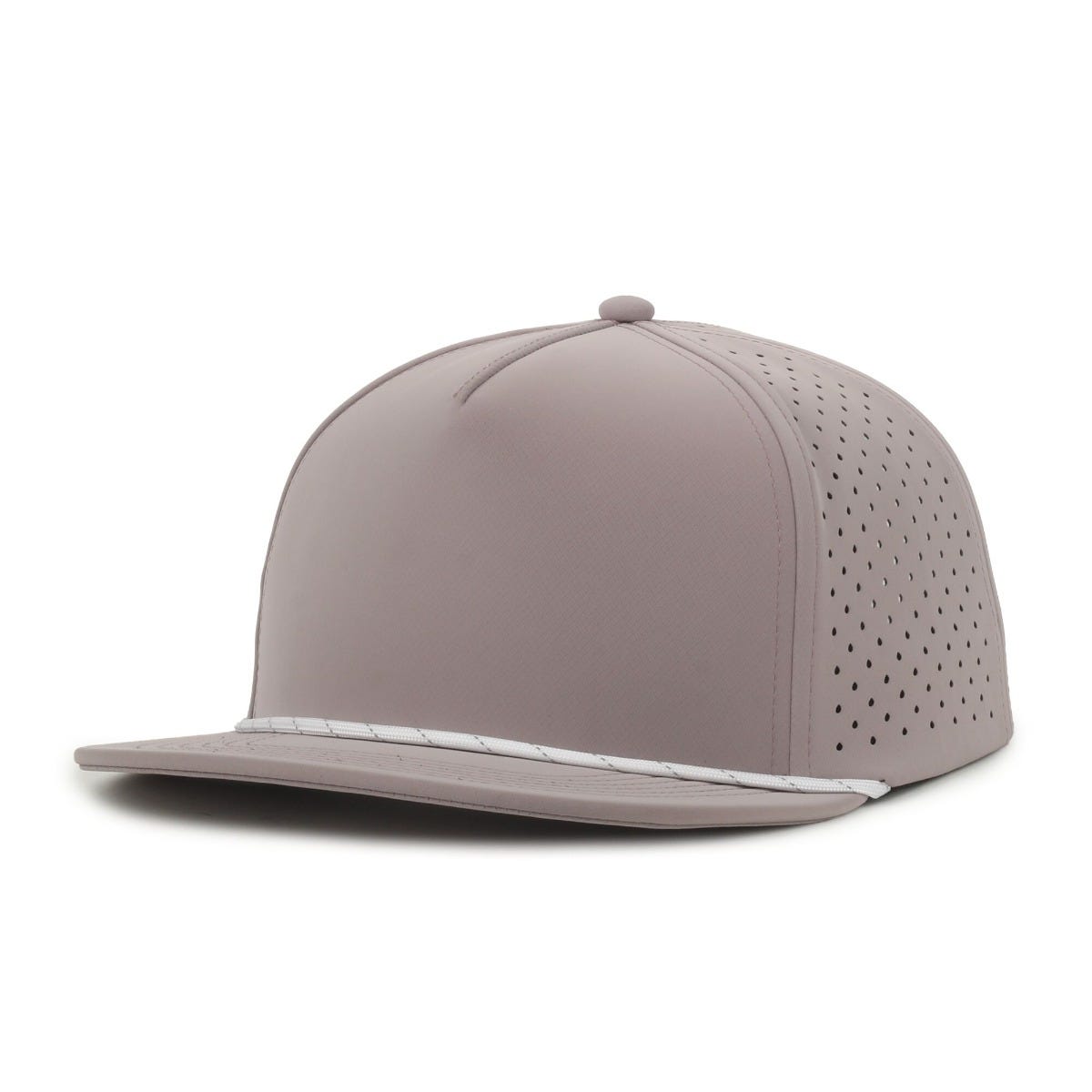 Legendary Headwear Altura Perforated Flat Visor Snapback Cap - Rich Taupe/white Light Grey Cord