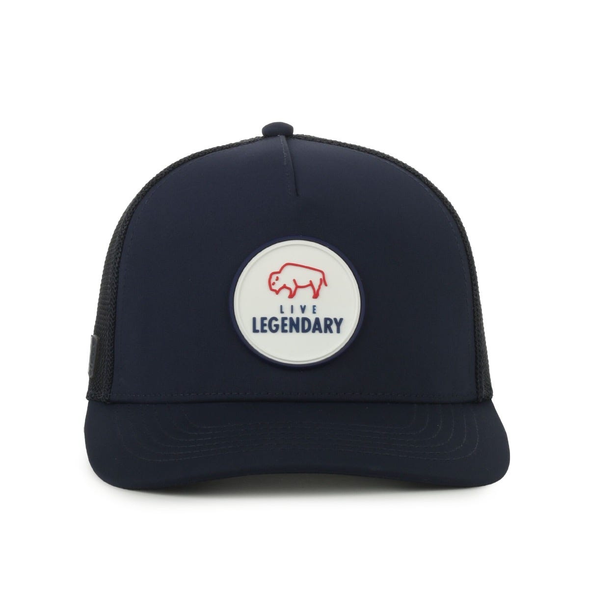 Legendary Headwear Fiver Buffalo Structured Mesh Back Trucker Cap with Patch - Americana Patch/navy