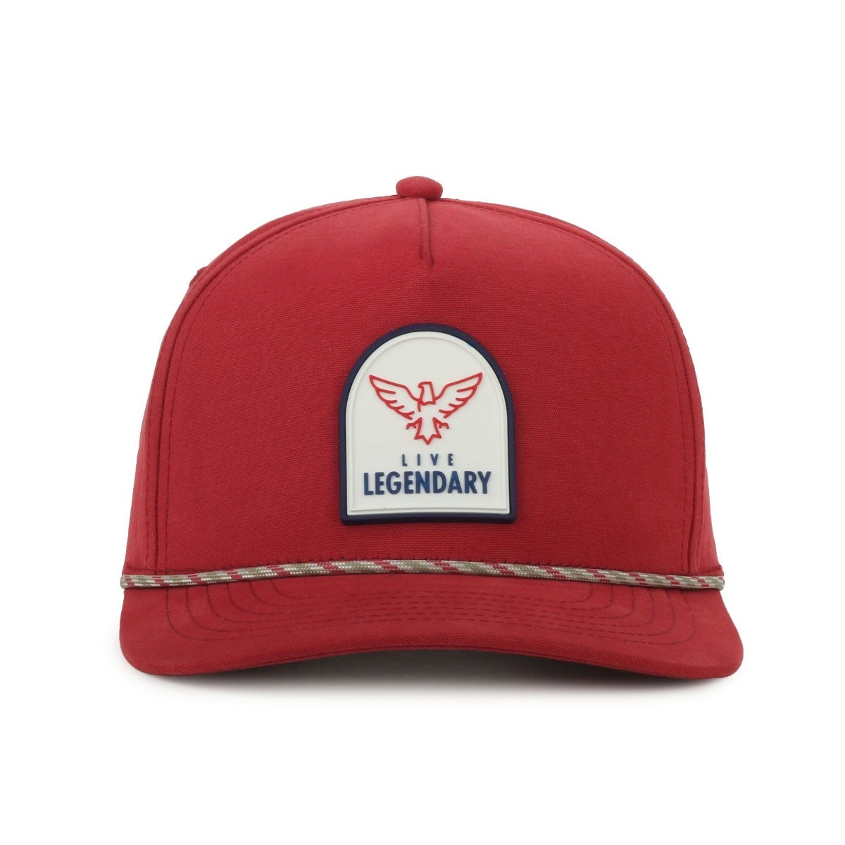 Legendary Headwear Growler Eagle Brushed Cotton Canvas Mesh Back Trucker Cap with Patch - Americana Patch/cardinal
