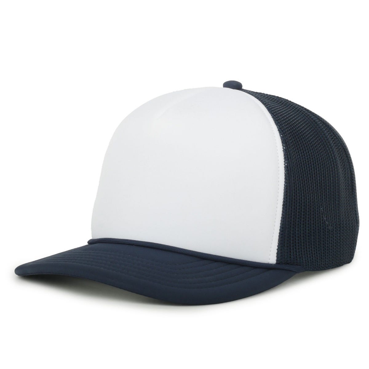 Legendary Headwear Hoku Junior Youth Adjustable Foam Trucker Cap - White/navy/navy