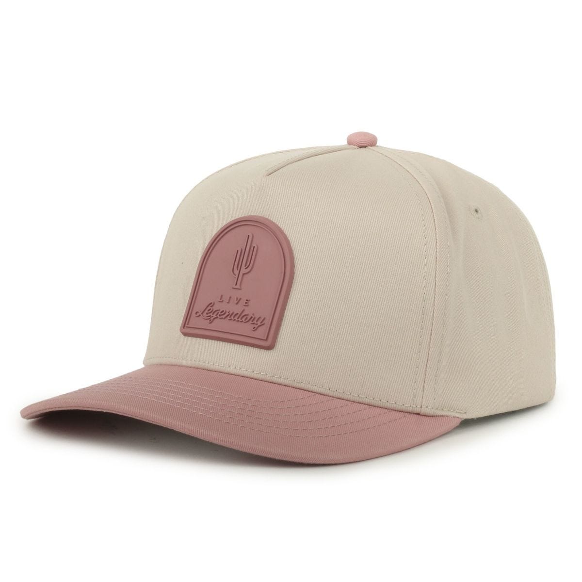 Legendary Headwear Palmetto Cactus Cotton Twill Structured Snapback Cap with Patch - Dusty Rose Patch/stone/rose