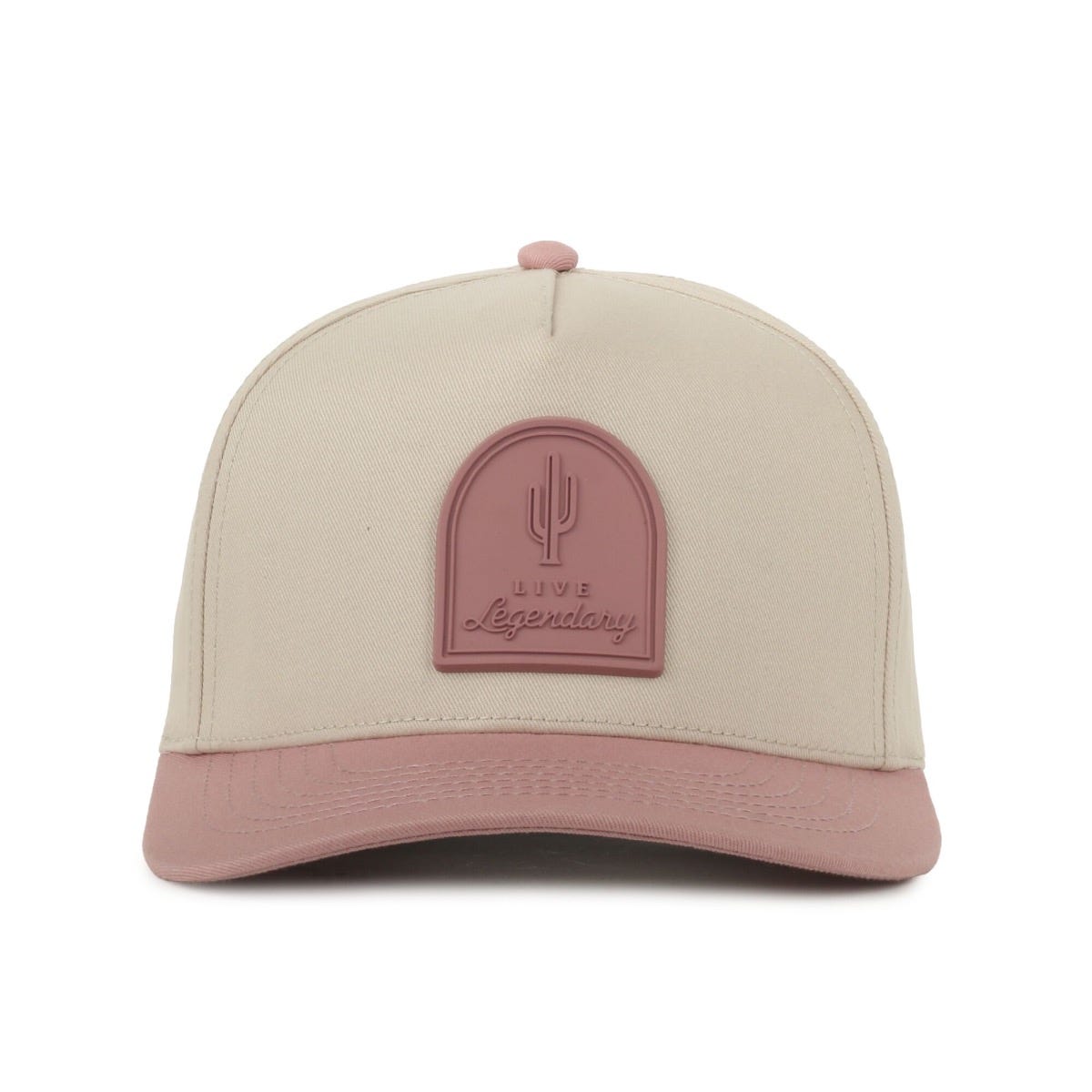 Legendary Headwear Palmetto Cactus Cotton Twill Structured Snapback Cap with Patch - Dusty Rose Patch/stone/rose