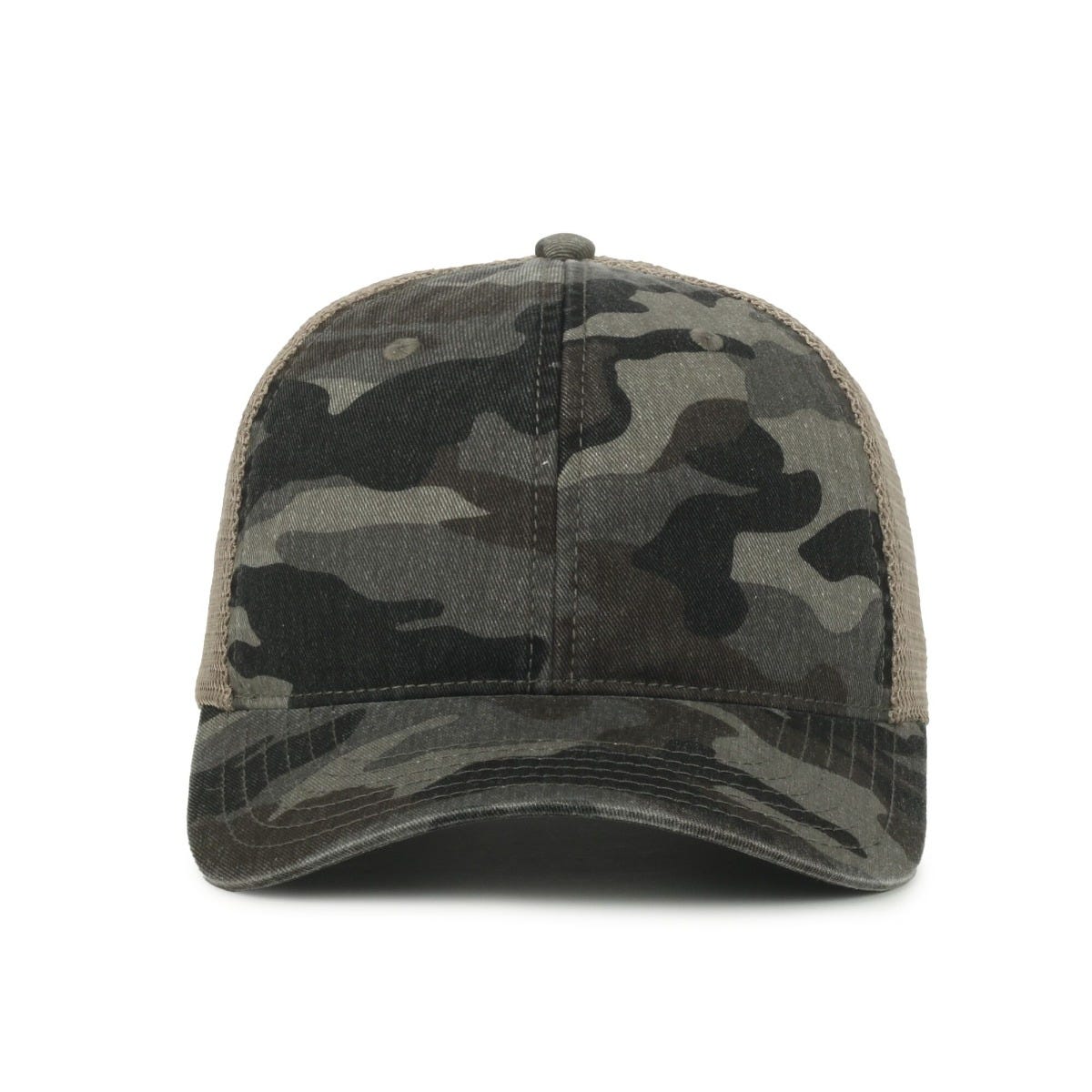 Legendary Headwear Sandbar Washed Cotton Twill Mesh Back Trucker Cap - Camo/tea Stain