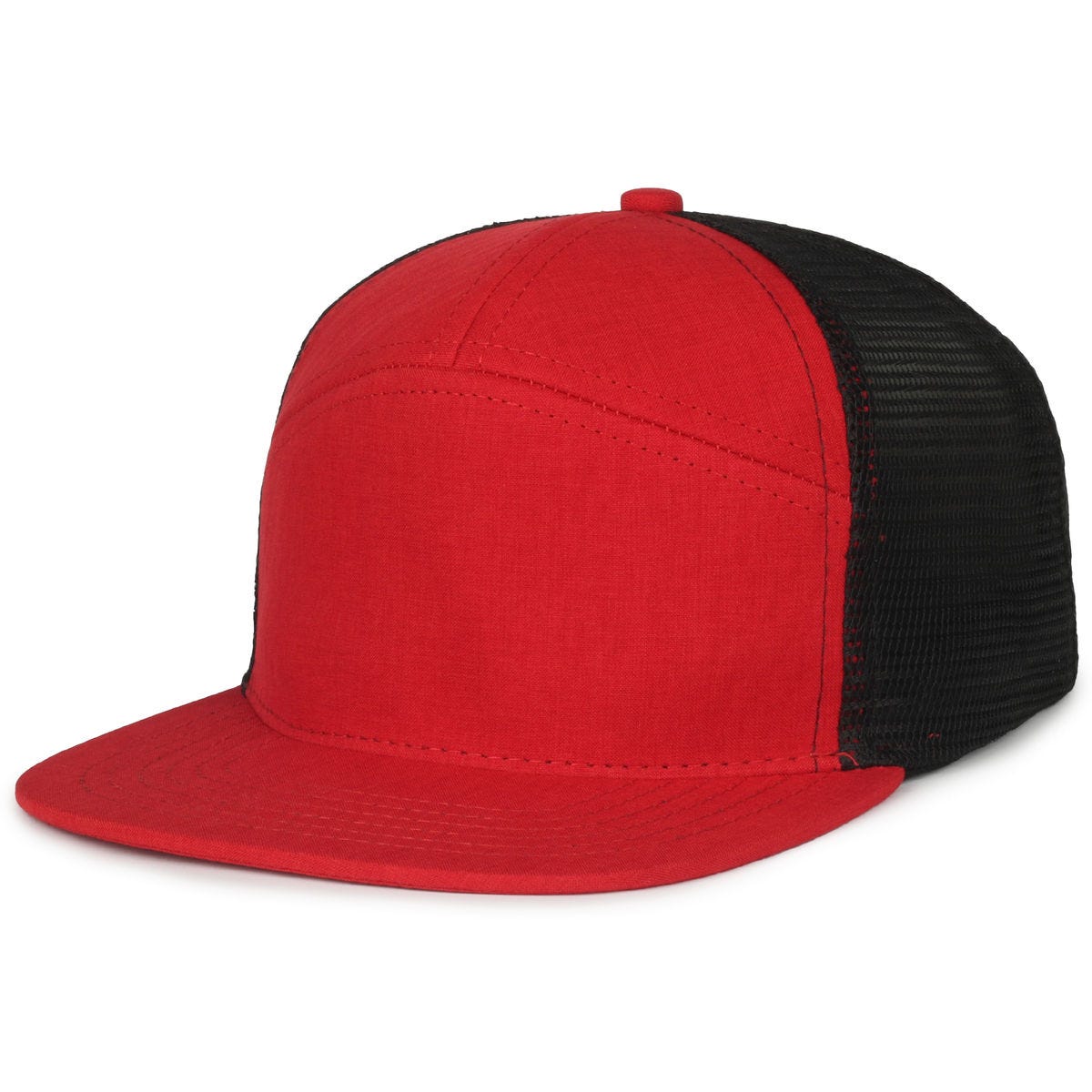 Legendary Headwear Split-7 7-panel Mesh Back Snapback Cap - Red/black