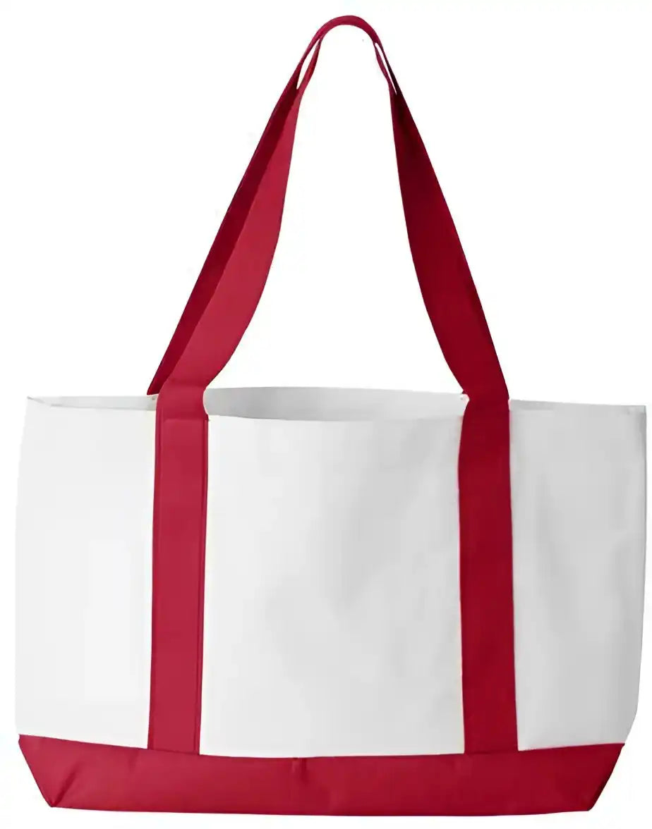 Liberty Bags 7002 P&o Cruiser Tote - White Red - one Size Fits Most