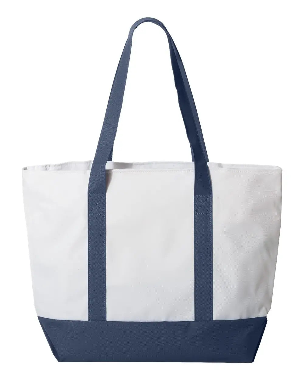 Liberty Bags 7006 Bay View Giant Zippered Tote - White Navy - one Size Fits Most