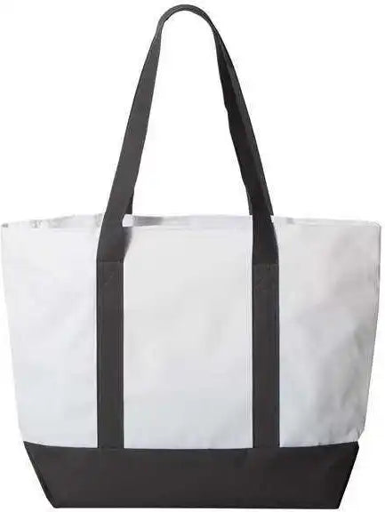 Liberty Bags 7006 Bay View Zippered Tote - White Black - one Size Fits Most