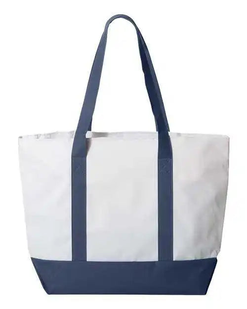 Liberty Bags 7006 Bay View Zippered Tote White Navy / one Size Fits Most