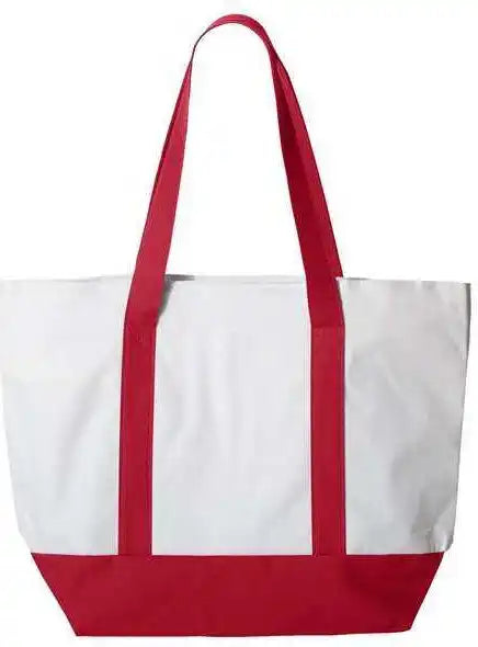 Liberty Bags 7006 Bay View Zippered Tote - White Red - one Size Fits Most
