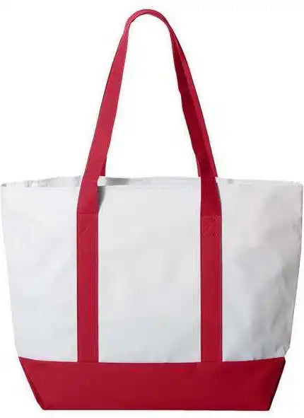 Liberty Bags 7006 Bay View Zippered Tote - White Red - one Size Fits Most