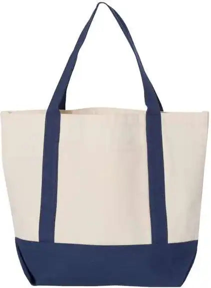 Liberty Bags 8867 Seaside Boater Tote - Natural Navy - Ivory / one Size Fits Most