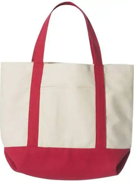 Liberty Bags 8867 Seaside Boater Tote - Natural Red - Ivory / one Size Fits Most