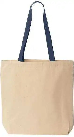 Liberty Bags 8868 Natural Tote with Contrast Color Handles Navy Ivory / one Size Fits Most