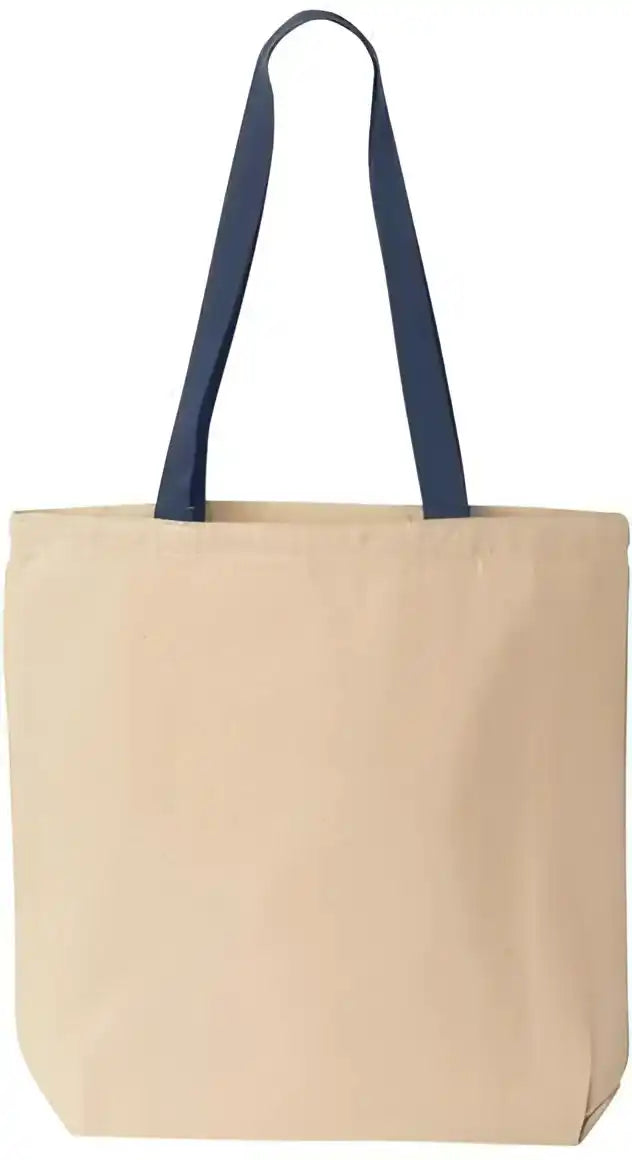 Liberty Bags 8868 Natural Tote with Contrast-color Handles - Navy - Ivory / one Size Fits Most