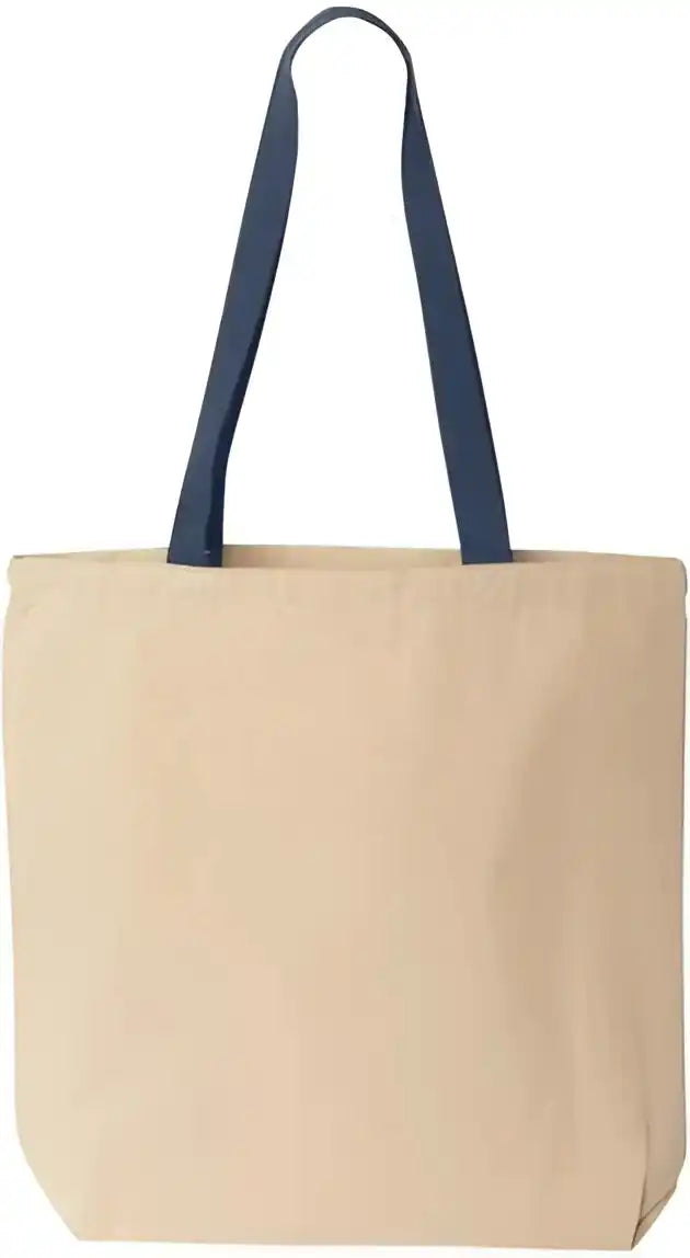 Liberty Bags 8868 Natural Tote with Contrast Color Handles Navy Ivory / one Size Fits Most