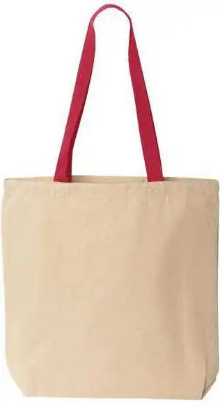Liberty Bags 8868 Natural Tote with Contrast Color Handles Red Ivory / one Size Fits Most
