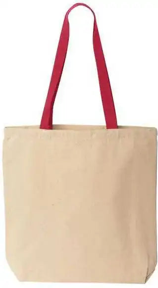 Liberty Bags 8868 Natural Tote with Contrast-color Handles - Red - Ivory / one Size Fits Most