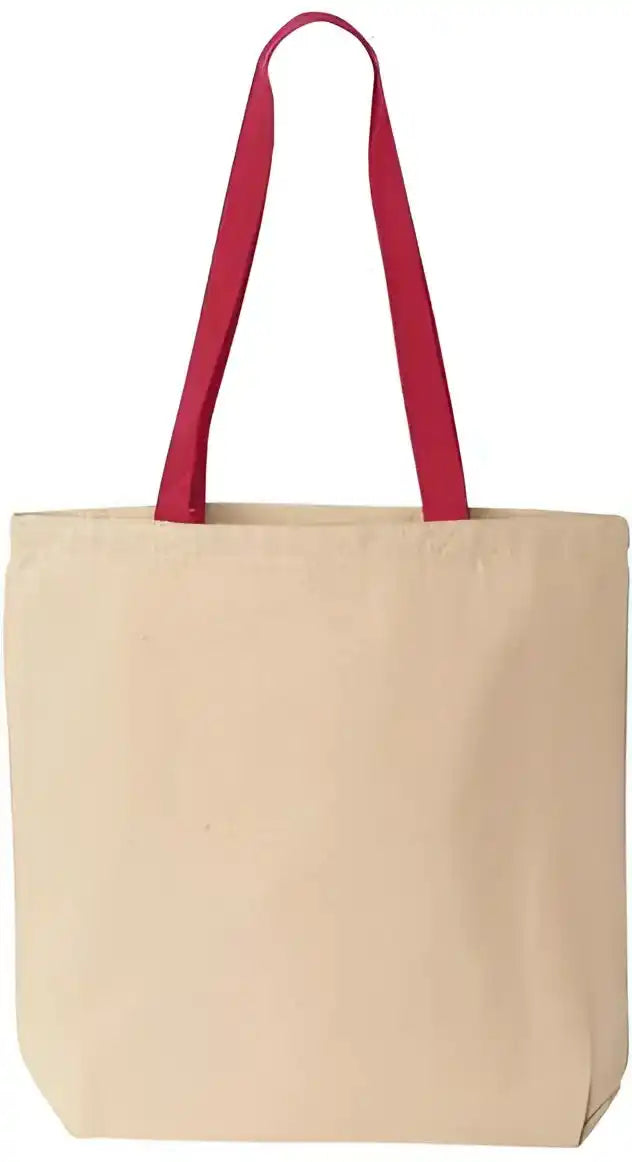 Liberty Bags 8868 Natural Tote with Contrast-color Handles - Red - Ivory / one Size Fits Most