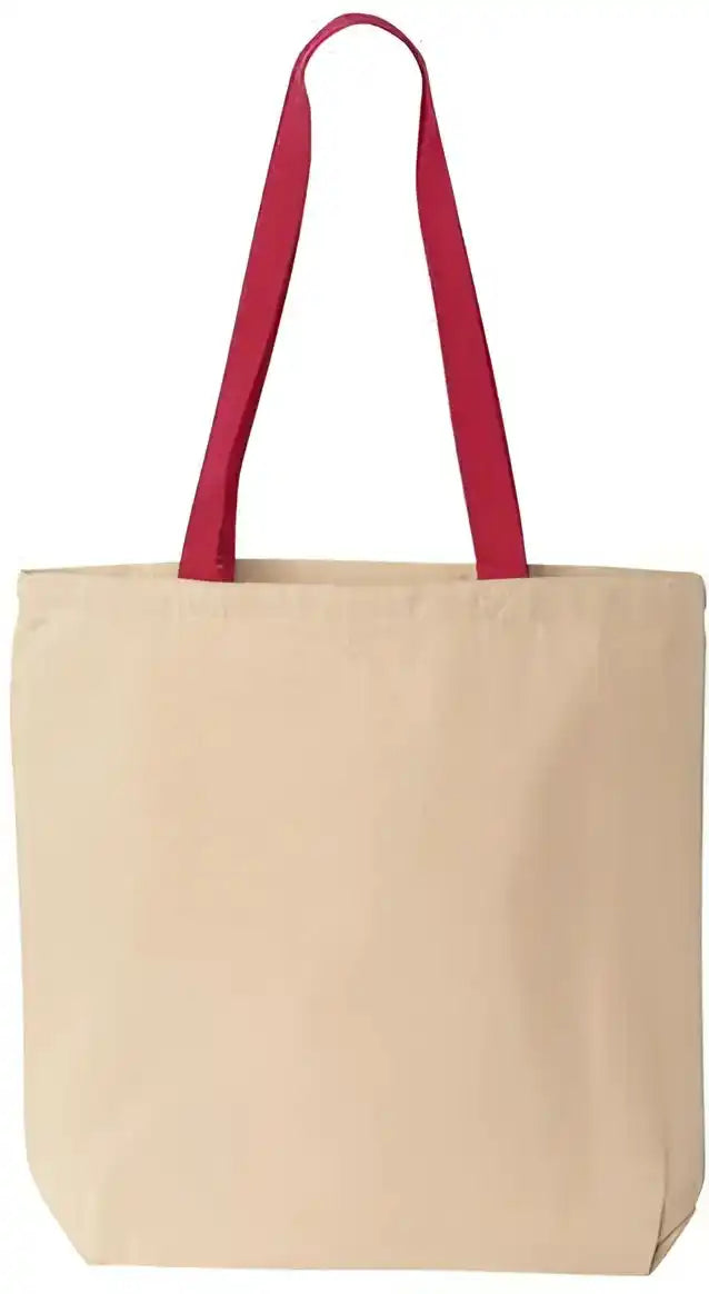 Liberty Bags 8868 Natural Tote with Contrast Color Handles Red Ivory / one Size Fits Most