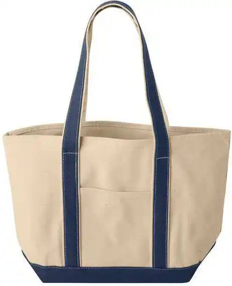 Liberty Bags 8871 Large Boater Tote Natural Navy Ivory / one Size Fits Most