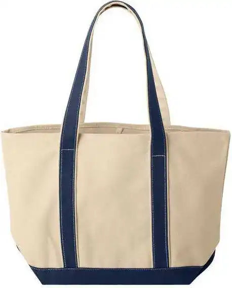 Liberty Bags 8871 Large Boater Tote Natural Navy Ivory / one Size Fits Most