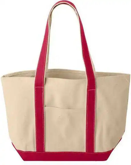 Liberty Bags 8871 Large Boater Tote - Natural Red - Ivory / one Size Fits Most