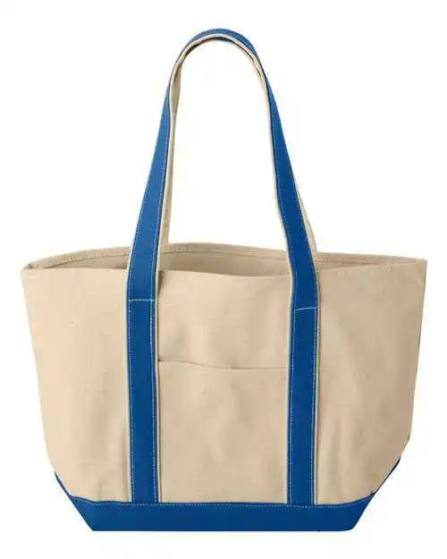Liberty Bags 8871 Large Boater Tote - Natural Royal - one Size Fits Most
