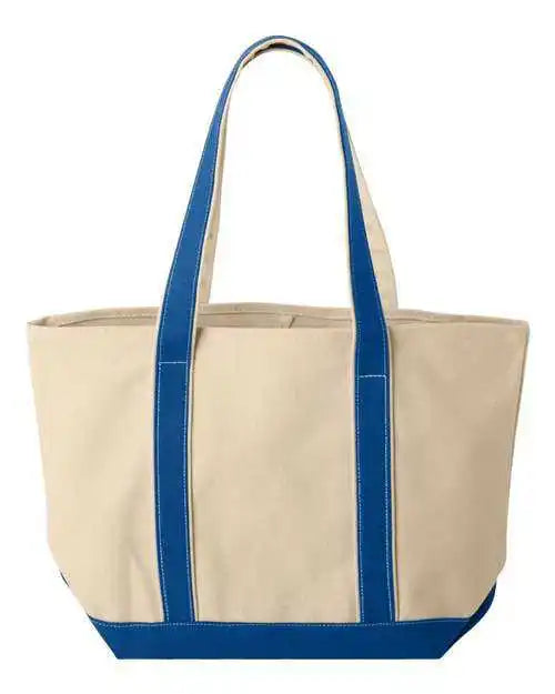 Liberty Bags 8871 Large Boater Tote - Natural Royal - one Size Fits Most
