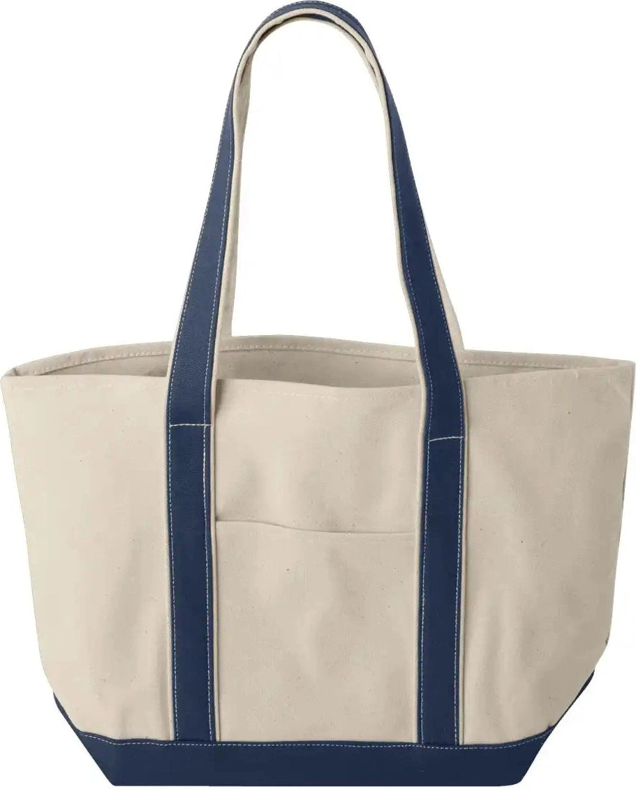 Liberty Bags 8871 Windward Large Cotton Canvas Classic Resort Tote - Natural Navy - Natural/ / Osfa