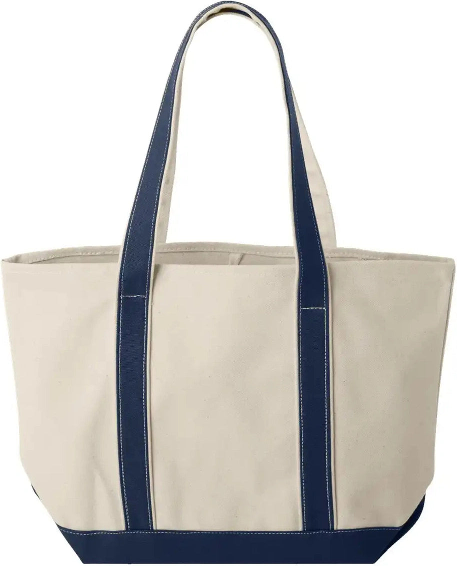 Liberty Bags 8871 Windward Large Cotton Canvas Classic Resort Tote - Natural Navy - Natural/ / Osfa