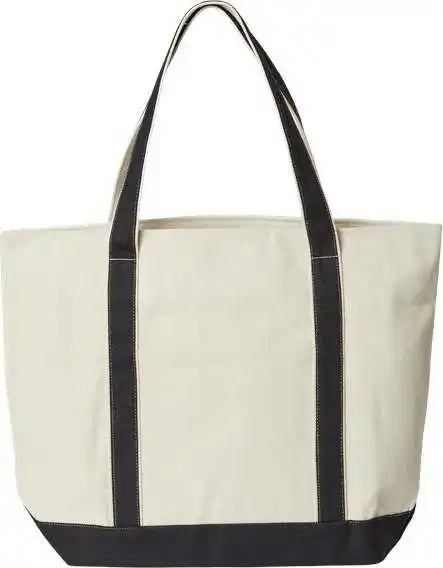 Liberty Bags 8873 x Large Boater Tote with Zippered Closure Natural Black / one Size Fits Most