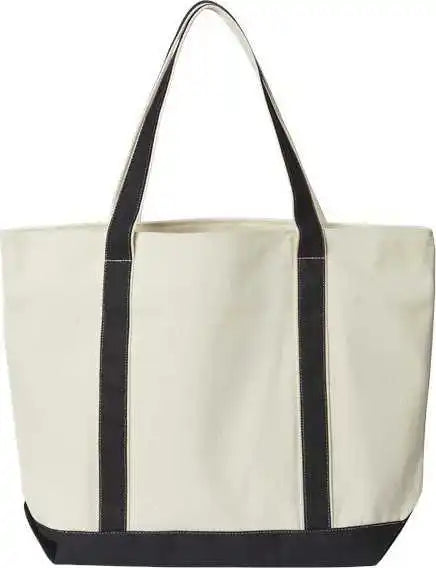 Liberty Bags 8873 x Large Boater Tote with Zippered Closure Natural Black / one Size Fits Most
