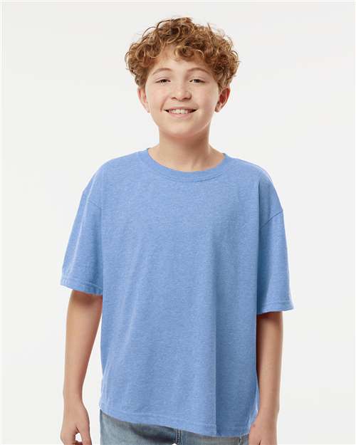 Light Blue Heather Youth Gold Soft Touch T-Shirt - 4850