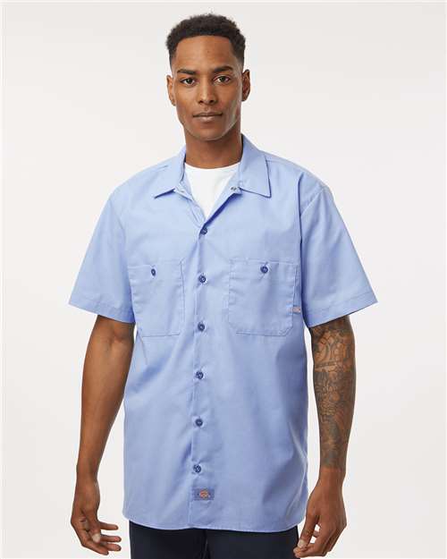 Light Blue Industrial Short Sleeve Work Shirt - Tall Sizes - S535T